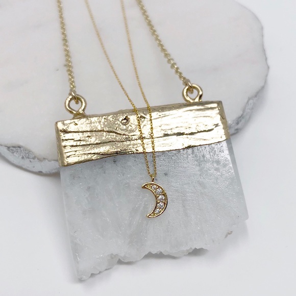 Dainty Gold Moon Necklace - Picture 5 of 7